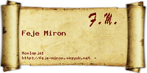Feje Miron névjegykártya